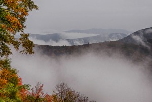 Mountains, fog and fall colors