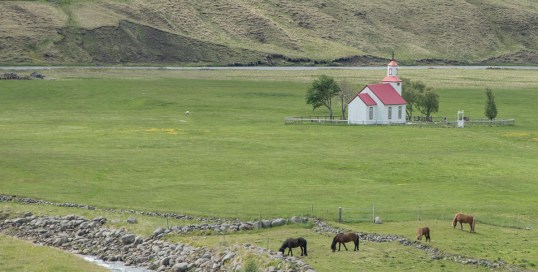 Landscape 3 with church and horses
